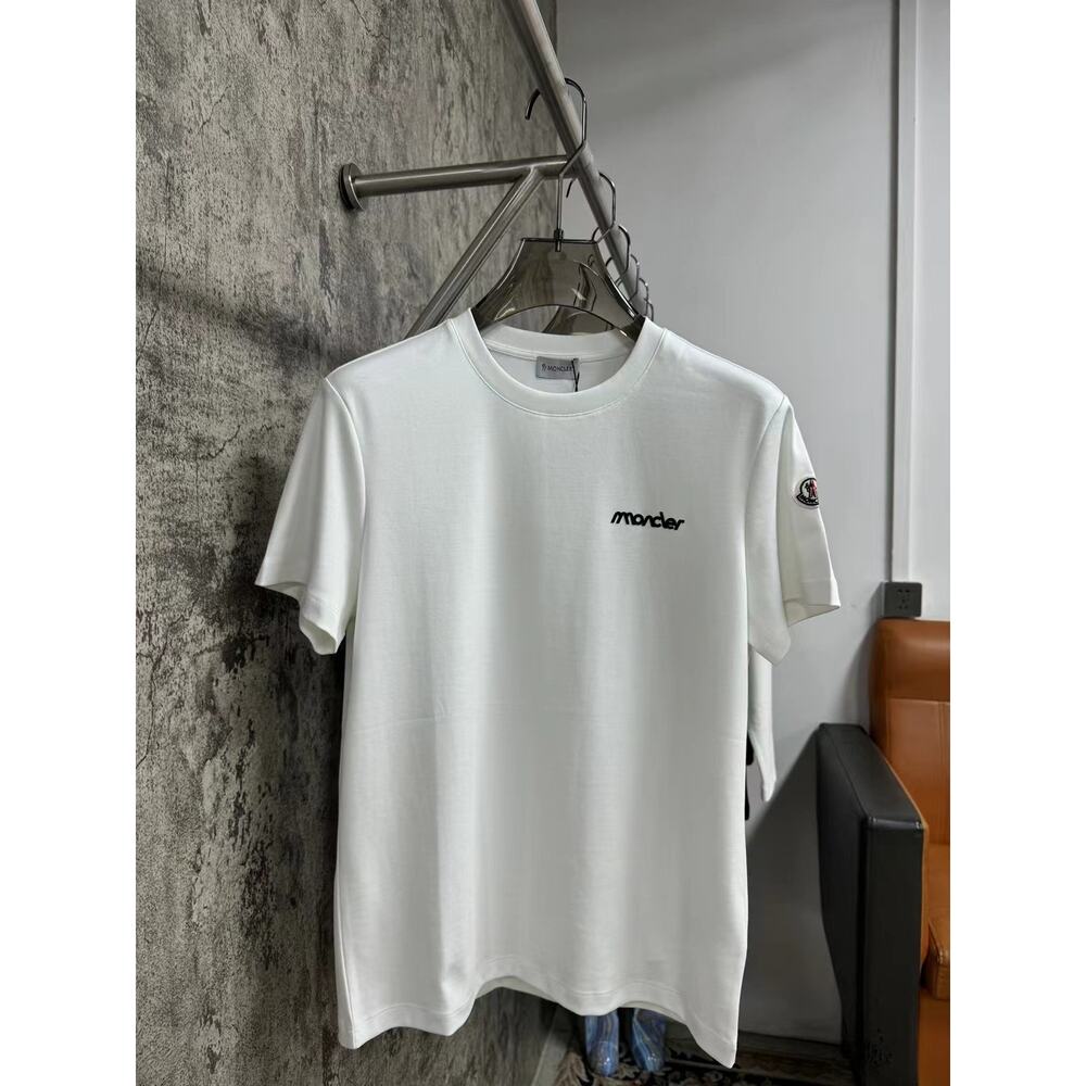 Moncler Men's and Women's round neck white short sleeve T-shirt
